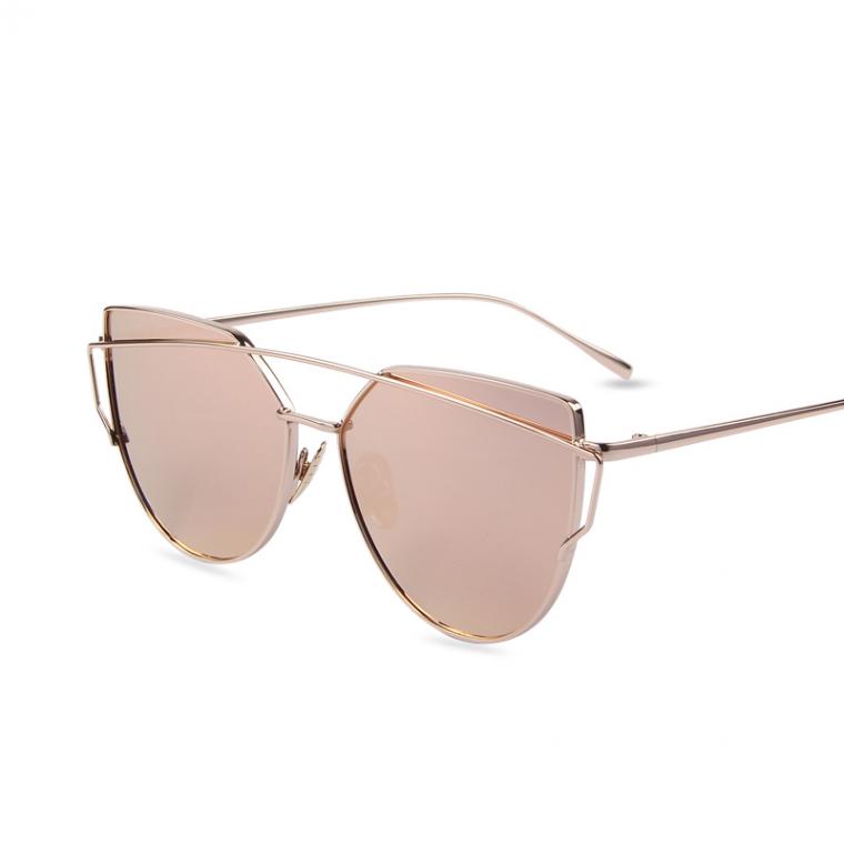 Women's Trendy Polarized Sunglasses Classic Twin Beams Mirror Frames Sun Glasses