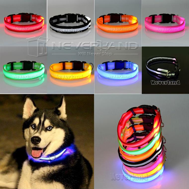 Led Light up Flash Glow Collar Dog Pet Nylon Dog Collar Dog Leash Pet Cat Collar
